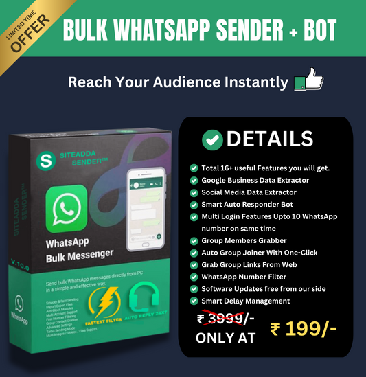 WaSender Bulk WhatsApp Sender + Group Sender + WhatsApp Auto Reply Bot