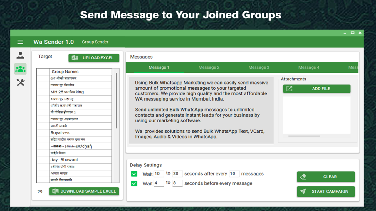 WaSender Bulk WhatsApp Sender + Group Sender + WhatsApp Auto Reply Bot